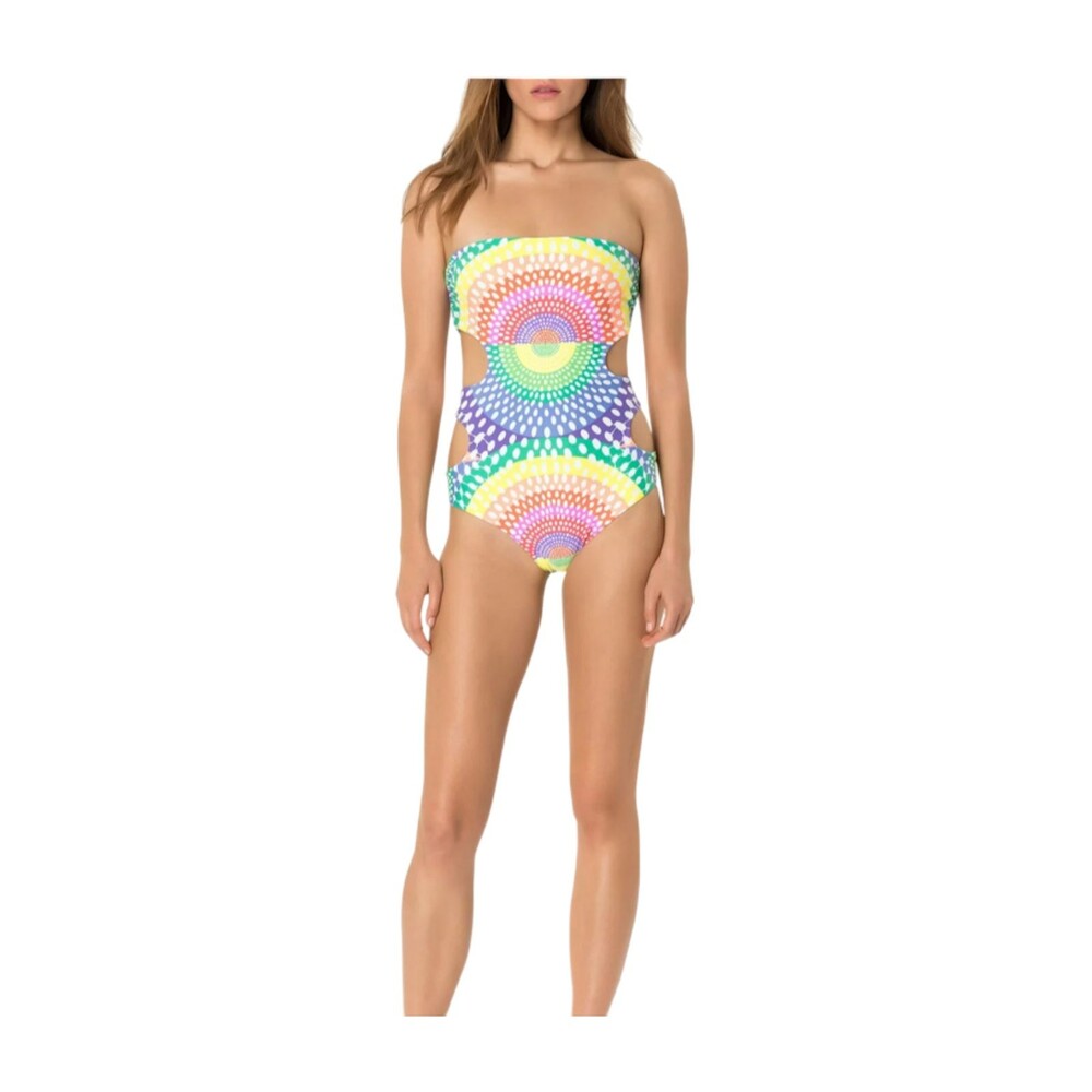 Mara Hoffman One Piece Swimsuit L Cutout Multicolor Rainbow Polka Dot $259 NWOT - Picture 6 of 14